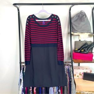 Seraphine Red and Navy Striped Dress
